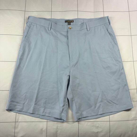 Peter Millar Shorts Mens 38 Crown Sport Blue White Houndstooth Golf Preppy Chino - Picture 1 of 12